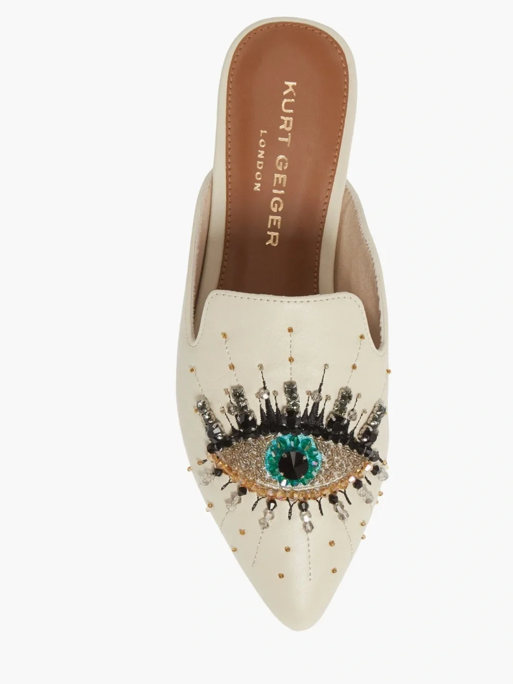 Kurt Geiger London Olive Eye Mule $150 run small women 41 US 10.5 Bone leather.